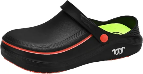 Vista 8 de Zuecos de trabajo antideslizantes para hombre y mujer, zapatos de chef de jardín, ligeros, impermeables, para enfermeras, cocina, restaurante