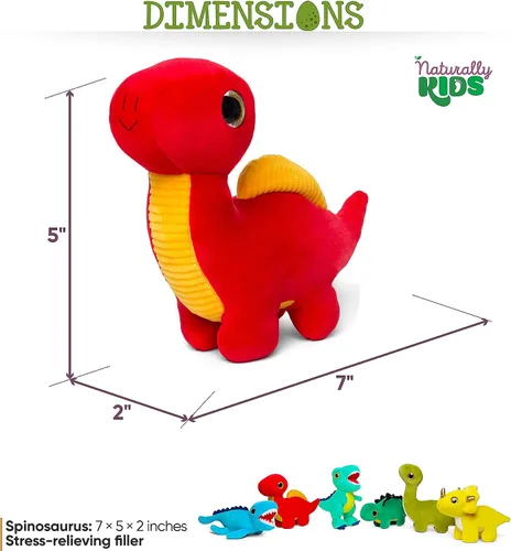 Vista 4 de Naturally KIDS Mochila de dinosaurio pequeña y mini juego de juguetes de peluche de dinosaurio