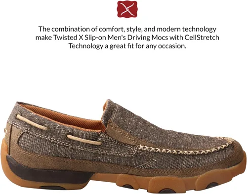 Vista 2 de Twisted X Zapatos de conducción con estampado de avestruz para hombre, Beige Bronceado