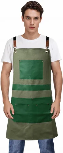 Vista 8 de Pelocapa Woodworking Tools Apron for Men Heavy Duty Waterproof Cotton Canvas Apron with 6 Pockets
