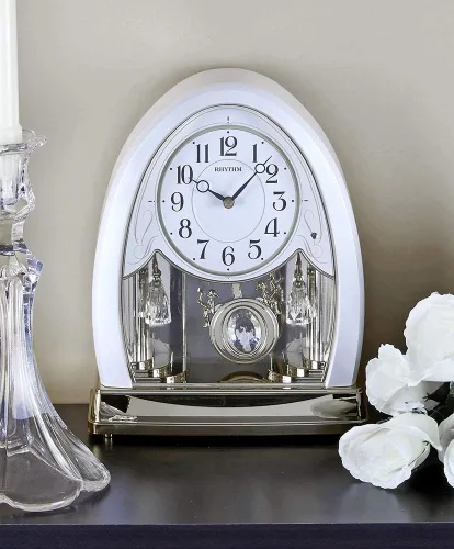 Vista 4 de Reloj de repisa musical "Joyful Crystal Pearl" de Rhythm Clocks