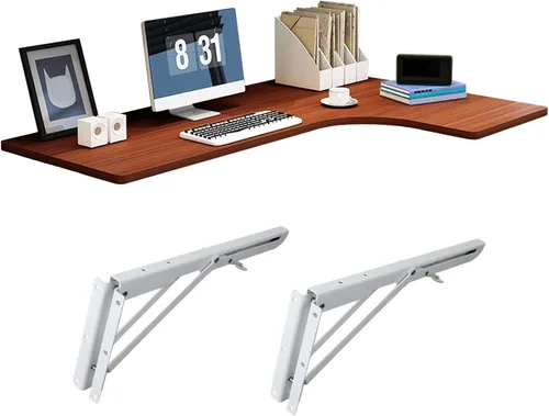 Vista 8 de LIGUOYI Escritorio flotante para pared de 28, 35, 39 pulgadas, mesa de pared estable y resistente en forma de L, escritorio de computadora