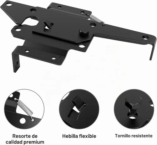Vista 5 de WINSOON Kit de herrajes de cierre automático de acero inoxidable para puerta y pestillo, bisagras de puerta de tensión ajustable de alta