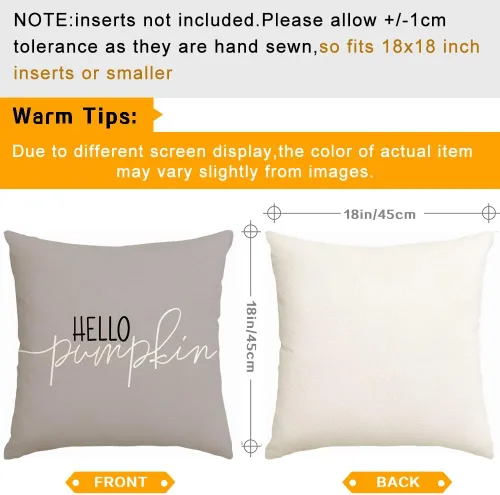 Vista 7 de RABUSOFA Fundas de Almohada de Otoño 18x18 Pulgadas, Almohadas Decorativas de Otoño Hello Pumpkin, Funda de Cojín para Exteriores de Acción