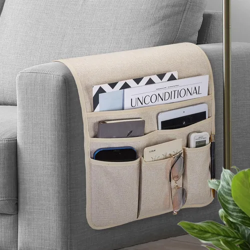 Vista 12 de Teniux - Organizador de apoyabrazos antideslizante con soporte para mando a distancia para sillón reclinable, con 5 bolsillos para revista, tableta