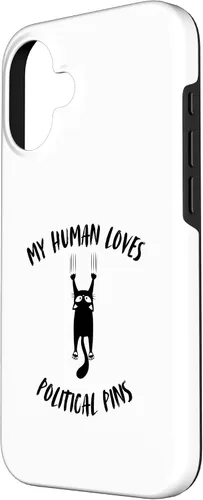 Vista 2 de iPhone 16 My Human Loves Political Pins - Cat Parent Hobby Lover Case