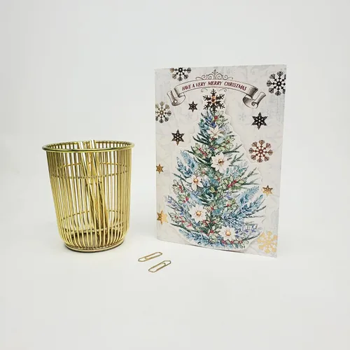 Vista 4 de Punch Studio - Tarjetas navideñas en caja con diseño dimensional de árbol botánico con 12 tarjetas y sobres adornados (44686)