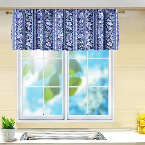 Vista 8 de 2 paneles de cenefas de cortina de color verde navideño para ventanas de cocina, cortinas cortas para ventanas de cocina, baño, lavandería