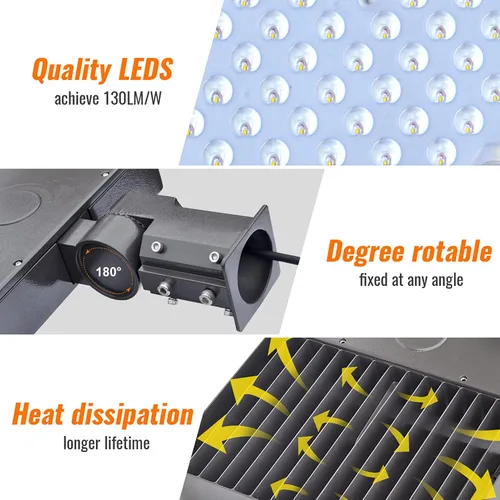 Vista 5 de Iluminación LED para estacionamiento, 150 W, caja de zapatos, luz de 19500 lm AC100-277 V, luz de área de calle para camino, jardín y lugares al