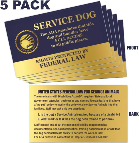Vista 3 de Correa para perros de servicio, incluye 5 tarjetas de folleto de ley federal, se puede utilizar con o sin un chaleco para perros de servicio