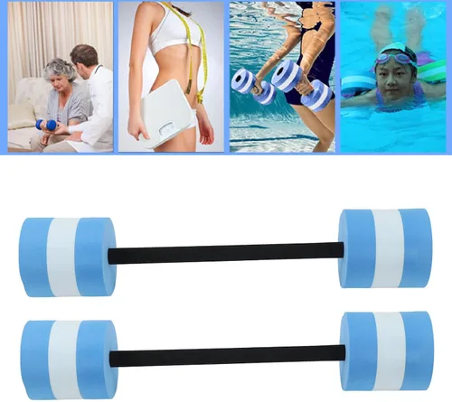 Vista 2 de VINGVO Mancuerna de agua, mancuernas de espuma para ejercicio de piscina, 2 unidades de mancuernas de espuma para ejercicio aeróbico acuático
