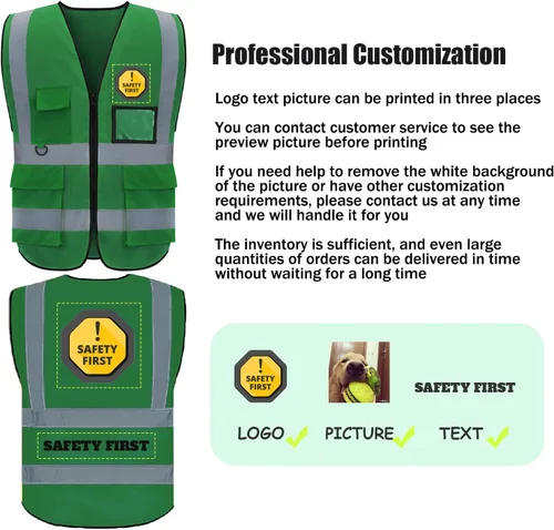 Vista 2 de BeautyWill Chaleco de seguridad personalizado con logotipo Clase 2 Chaleco reflectante de alta visibilidad Chaleco de trabajo protector