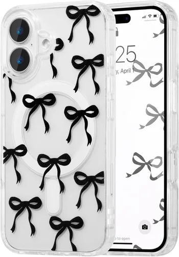 Vista 116 de UEEBAI - Funda magnética para iPhone 11, diseño de lazo, compatible con MagSafe, funda transparente delgada inalámbrica, antiamarilleo, a prueba