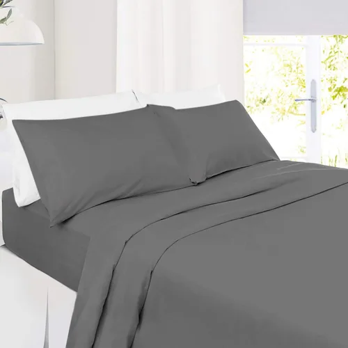 Vista 10 de Juego de sábanas 100% algodón de 800 hilos suaves de 4 piezas, sábanas transpirables para cama de tamaño Queen, se adapta a colchones de hasta 24