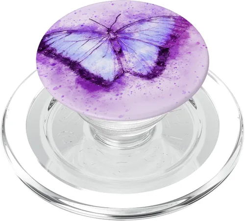Vista 8 de Soporte desplegable para teléfono celular con diseño de mariposa, PopSockets de acuarela morada: agarre intercambiable para teléfonos y tabletas