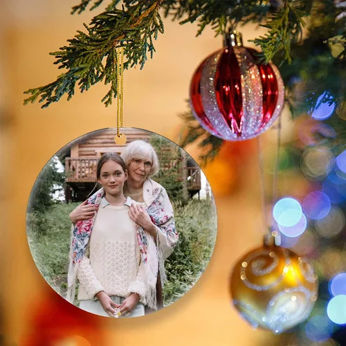Vista 6 de Adornos de Navidad personalizados, adorno de matrimonio para la primera Navidad 2024, adorno de foto personalizado para mamá, adorno de primera