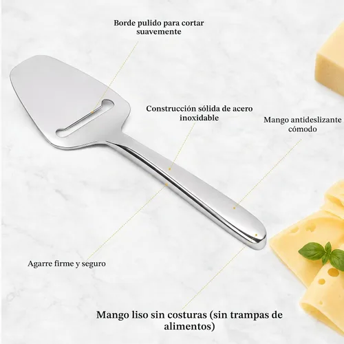 Vista 4 de TOPULORS Cortadora de queso de acero inoxidable de alta calidad, afeitadora antiadherente para rebanadas uniformes, espátula de mano para queso