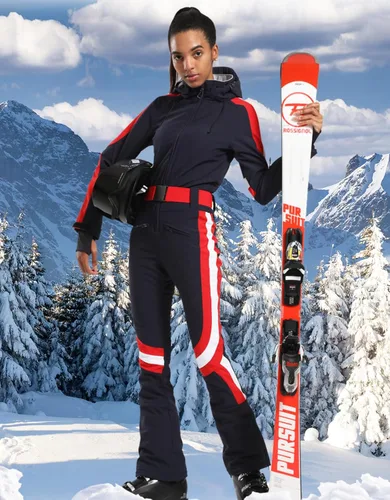 Vista 32 de GSOU SNOW Traje de esquí para mujer, traje de nieve delgado de una pieza, chaqueta de nieve, impermeable, resistente al viento, deportes al aire