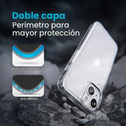 Vista 5 de Speck Funda transparente para iPhone 14 y iPhone 13 - Protección contra caídas, resistente a arañazos y anti-amarillamiento, funda de doble capa