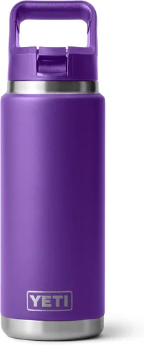 Vista 25 de YETI Rambler Botella de 26 onzas, aislada al vacío, de acero inoxidable, con tapa de popote a juego Rojo rescate