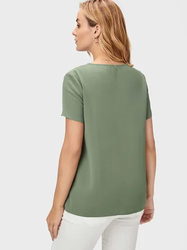 Vista 2 de MakeMeChic Camisa de maternidad para mujer, casual, manga corta, cuello en V, blusa de embarazo