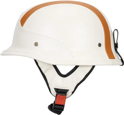 Vista 10 de Casco de motocicleta estilo alemán M35 hecho a mano de cuero retro 1/2 vintage casco de media cara para adultos, hombres y mujeres, aprobado por