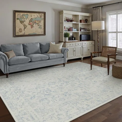 Vista 103 de PureCozy Alfombra de área beige de 2 x 3 pulgadas, lavable, vintage, pequeña, para entrada, cocina, suave, retro, floral, de pelo bajo, tapete