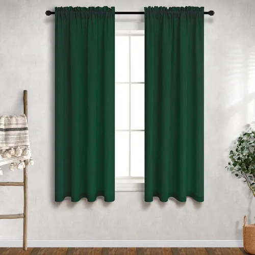 Vista 78 de Mrs.Naturall - Cortinas transparentes con bolsillo para barra de 36x63 pulgadas de lino mezclado negro