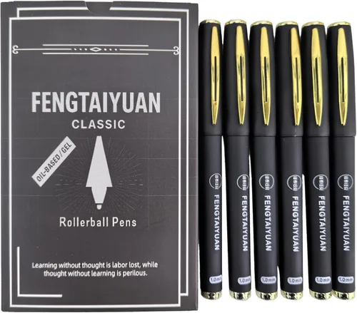 Vista 14 de Fengtaiyuan 038P18x6, Bolígrafos de tinta de gel negros - Agarre cómodo antideslizante, tinta negra, ultra fino, 0.38mm, tinta de secado rápido