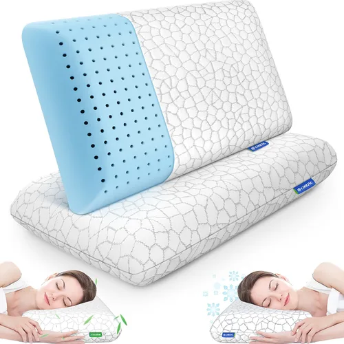 Vista 12 de CushZone Almohadas de espuma viscoelástica para dormir, almohada de cama con funda extraíble y lavable a máquina, almohada de cama para dormir