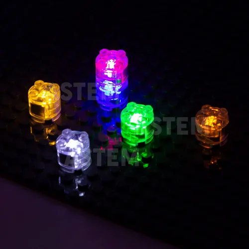 Vista 4 de ASTEM Mix Light-Up-Bricks - Kit de accesorios de ladrillo de luz LED transparente clásico de 2 x 2, 12 piezas de bloques de construcción Mezcla