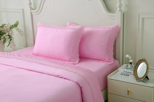 Vista 2 de Fundas de almohada de encaje rosa, fundas estándar de algodón, fundas de almohada Shabby Chic para cama, princesa francesa de campo, 2 unidades, 20