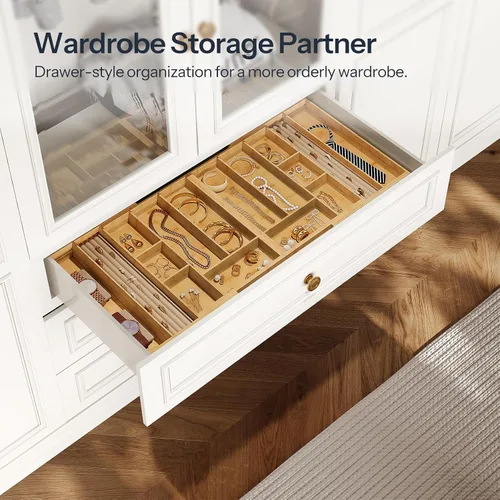 Vista 9 de HOOBRO Organizador grande de cubiertos para cajones de cocina, organizador de utensilios expandible con conexión magnética de 22 a 35 pulgadas
