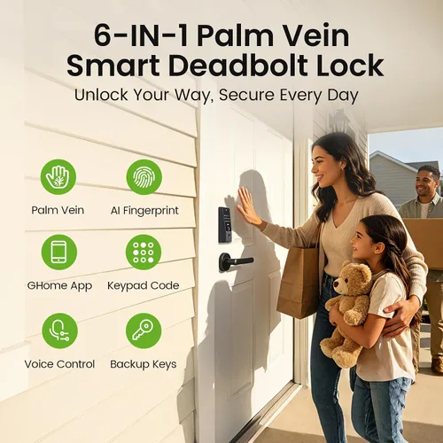 Vista 3 de GHome Smart Cerradura de vena de palma, cerrojo sin llave WiFi 6 en 1