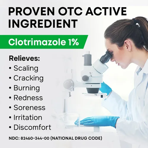Vista 4 de Crema antifúngica para pie de atleta, tiña y tiña inguinal - Clotrimazol 1% Hecha en Estados Unidos - Crema extra fuerte para tiña, tiña inguinal