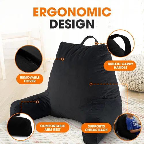 Vista 5 de Cheer Collection Almohada de lectura con brazos – Almohada de cama portátil para sentarse y apoyar, almohada de respaldo rellena de espuma