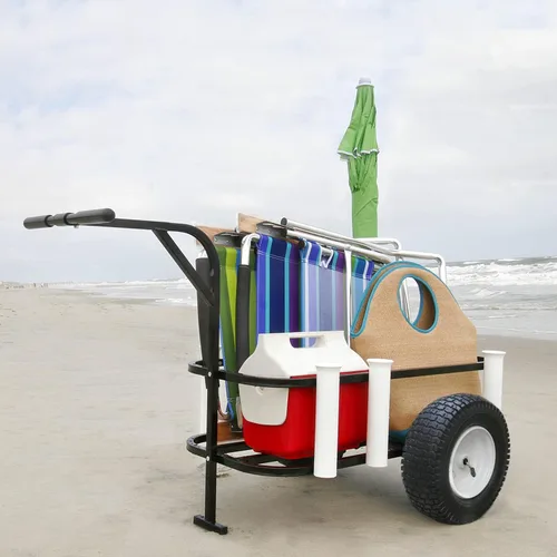Vista 2 de Sea Striker Carrito Deluxe para surf, muelle y playa – Carro de ruedas de pesca al aire libre