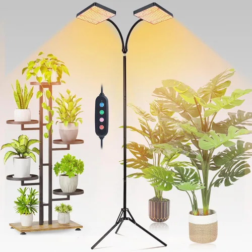 Vista 11 de FECiDA Luces de cultivo de 3 cabezales 2026 con soporte mejorado, luces de crecimiento de gran cobertura para plantas grandes de interior, árbol