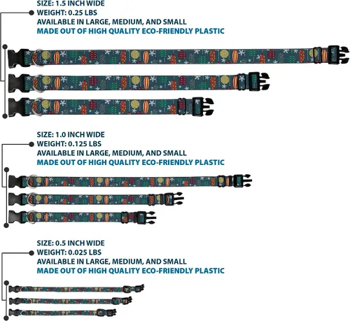 Vista 3 de buckle-down 9 – 15" Navidad Ornamentos/copos de nieve azul/blanco/multi color de plástico Clip Collar, Small