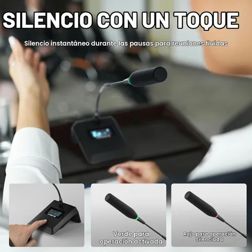 Vista 5 de Phenyx Pro Sistema de Micrófono Inalámbrico para Conferencia, Micrófono de Pódium Inalámbrico de Cuatro Canales, 4x50 Frecuencias UHF, Auto Scan, 4