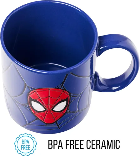 Vista 7 de Silver Buffalo Marvel Comics Spiderman - Taza de cerámica resistente a la cera, 20 onzas, azul/multicolor, 20 onzas