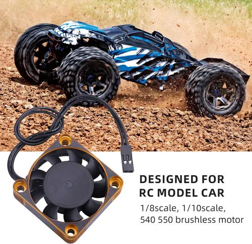 Vista 4 de Ventilador de enfriamiento del motor de coche RC Disipador de calor 16000RPM Ventilador de enfriamiento ESC sin escobillas 1.575x1.575 in para coche