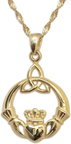 Vista 10 de 925 Sterling Silver Irish Claddagh Necklace - Trinity Celtic Knot Pendant with 20" Inch Chain - Hands Holding Heart Crown Charm - Love Celtic