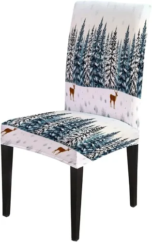 Vista 126 de CAPSCEOLL Christmas Dining Chair Covers,Snowflakes Festive Winter Pattern Stretch Chair Covers for Dining Room Set of 2 Washable Spandex Parson