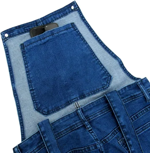 Vista 21 de LONGBIDA - Jardinera de mezclilla para hombre, ajuste entallado, moderno, con bolsillos