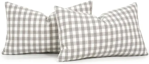 Vista 19 de CARRIE HOME - Juego de 2 fundas de almohada de exterior a cuadros de búfalo blanco y negro de 16 x 16, almohadas de sofá de decoración de granja