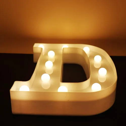 Vista 3 de AUSAYE Letras con luces LED, alfabeto iluminado, luz nocturna para el hogar, bar, fiesta, boda, cumpleaños, decoración de cumpleaños, funciona
