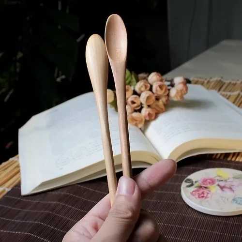 Vista 6 de Meiyahome - Cuchara helada ovalada de madera de 8.3 in, cuchara elíptica, cuchara agitadora de madera maciza, cuchara larga de madera, cuchara
