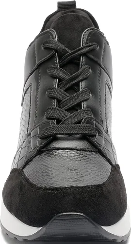 Vista 2 de YZ Zapatillas de deporte de cuña de moda para mujer, zapatos de plataforma con cordones de tacón alto Negro