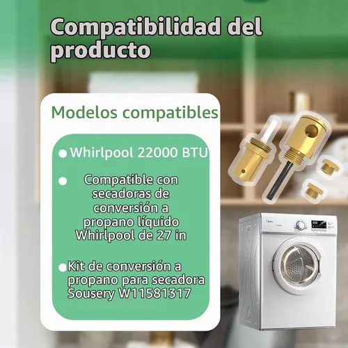 Vista 5 de W11581317 Kit de conversión de propano para secadora Whirlpool Maytag